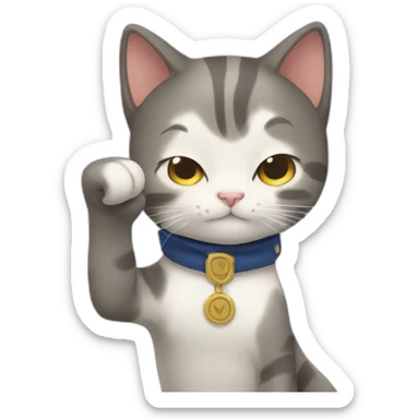 Saluting cat anime theme sticker