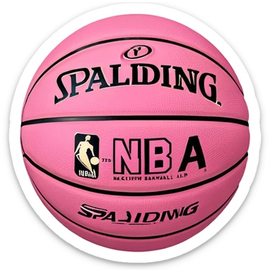 minimalist pink Spalding basketball with simple NBA logo, subtle colorful details, clean design sticker
