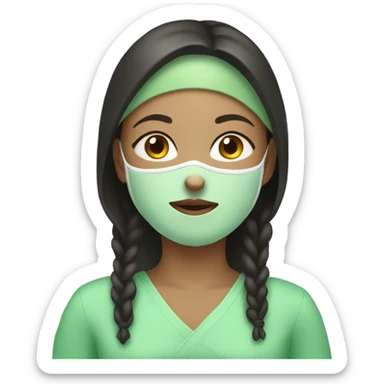 A light skin girl with a green spa mask on  sticker