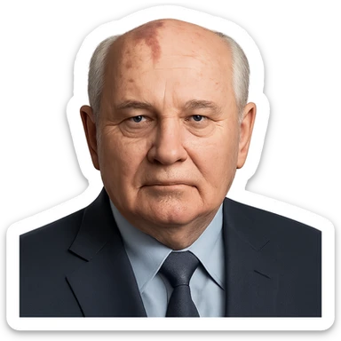realistic icon of Mikhail Gorbachev, clean and focused, no background sticker