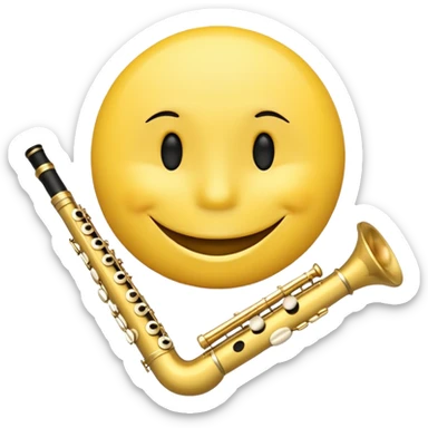 smiley face with a flute next to it sticker