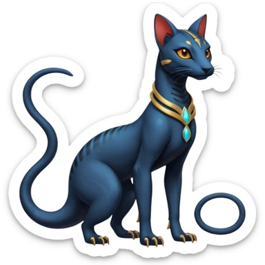 Futuristic Furry Ethereal Beautiful Salandit-Bastet-Fakémon-hybrid-creature (full body)  sticker