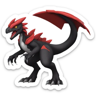  Cool Edgy Black Red Digimon-Fakemon-Guilmon-Velociraptor-Dragon full body sticker