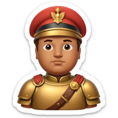 Cinematic Realistic Botero Bronze Roman fat Soldier Emoji. sticker