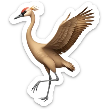 sand hill crane flying with one leg no topknot sticker