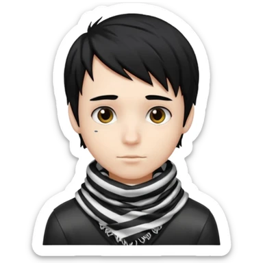 emo boy with black and white striped scarf with black hair

 sticker