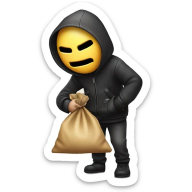 Thief stealing money bag with the words Top Tier stitched in it sticker