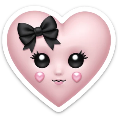 pastel goth heart with black bows and pearls, soft pink and black, cute gothic style, remove background sticker