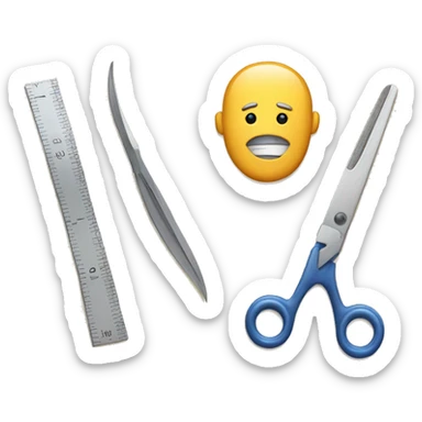 a ruler and a scissors sticker