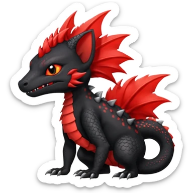 Fiery gothic evil black and red salandit-Liten-torracat with a red Mohawk  sticker