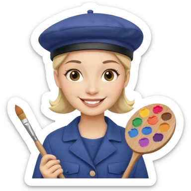 artist emoji, beret, paintbrush, palette sticker