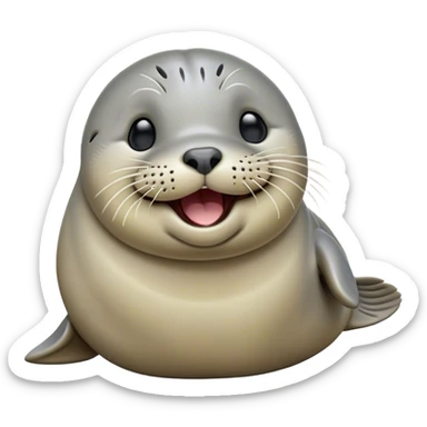Cinematic Cute Yawning harbour seal Portrait Emoji, Head tilted slightly with a dramatic, wide-open yawn, showcasing a smooth, rounded body with gently drooping features and sleepy, half-closed eyes, Simplified yet irresistibly adorable features, highly detailed, glowing with a soft, cozy maritime glow, high shine, relaxed yet expressive, stylized with a dash of whimsical ocean charm, soft glowing outline, capturing the essence of a drowsy yet affectionate harbour seal that appears ready to stretch out for a nap! sticker