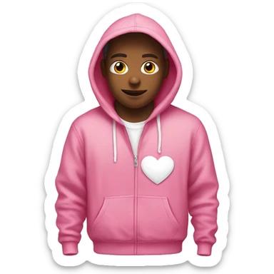 Pink hoodie with white heart in the middle sticker