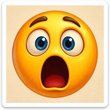 shocked emoji face, expressive, detailed, digital art sticker