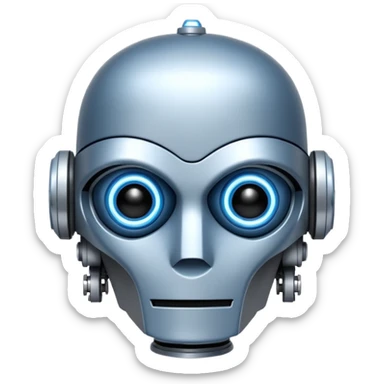 Crée-moi un robot sympathique, pour un chatbot moderne, je veux uniquement la tête sans le corps inspiré de Star Wars sticker