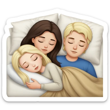 girl with long dark brown hair and pale skin sleeping with a blonde man sticker