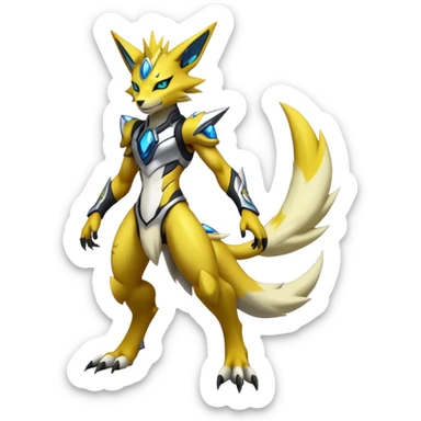  Cool Edgy Shiny Futuristic Ethereal Legendary Zeraora-Digimon-Lombax-Renamon-hybrid full body sticker