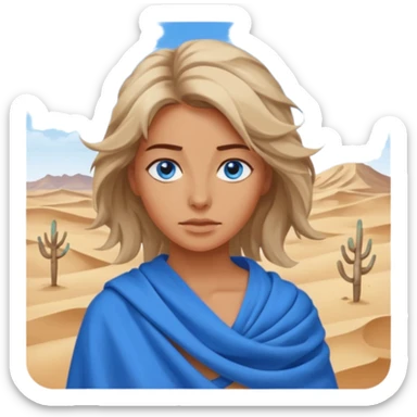 blue eyed desert woman in cloth sticker