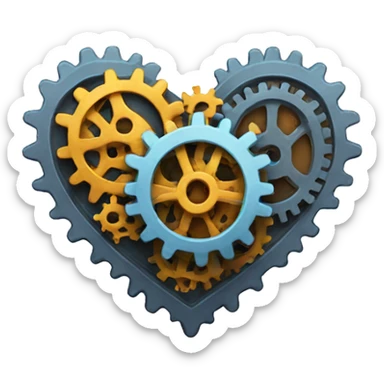 A heart with gears inside  sticker