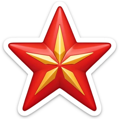 a twelve point star with slightly rounded borders, red sticker