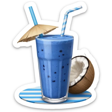 blue smothie coconut and blueberry with a strow, make it blue with white lines (from the coconut), put it on somethong cute sticker