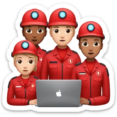 AI Agent red team looking at the laptop facing right very focused trying to come up attacks to stress test the system and find loopholes

 sticker