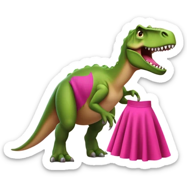 dinosaur wearing hot pink skirt sticker