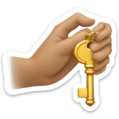 a light brown hand giving someone a gold key sticker
