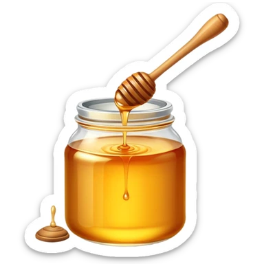 jar of golden honey with a dipper sticker
