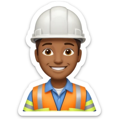 Persona morena con ropa de obra de construccion y casco blanco sticker