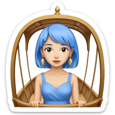 venice gondolier woman fat earring wearing blue hair sticker