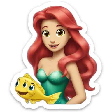 Ariel with flounder the little mermaid sticker