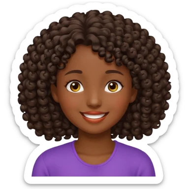 Uma menina de cabelo cacheados morena com os olhos meios puxados fazendo várias coisas sticker