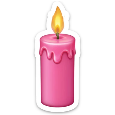 Draw a pink candle with a flame on it at an angle of 15 degrees from the horizontal. sticker