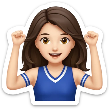 happy long haired brunette girl hazel eyes cheerleader cheering sticker
