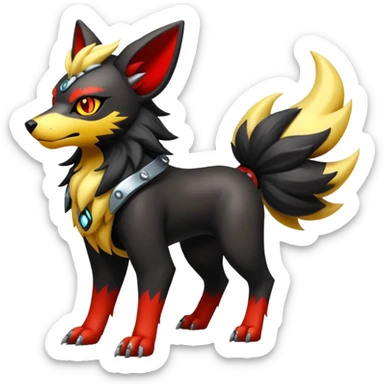 Shiny Gothic Punk’ish Exotic Futuristic Houndoom-Arcanine-Zorua-Torracat-Pokémon-Fakémon-hybrid-creature sticker
