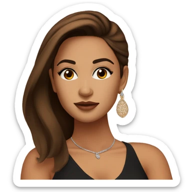 Light Latina makeup girl with lashes a black crop top and medium long straight brown hair with earrings  sticker