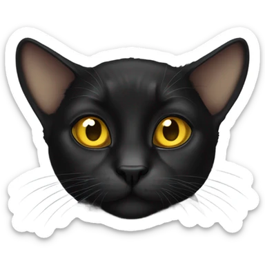 Black lop-eared cat with yellow eyes sticker