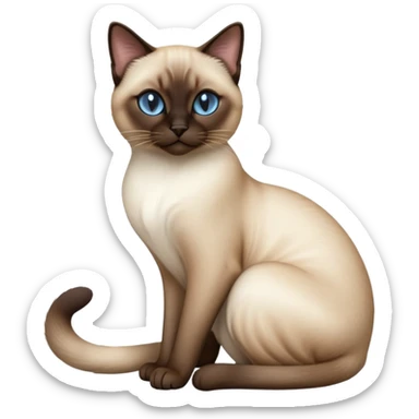 cinematic-[siamese cat]-realistic-full-body-sitting-emoji,-tail-curled-playfully-around-its-paws,-head-tilted-dramatically,-sleek-[siamese]-fur,-simplified-yet-realistic-focused-features,-highly-detailed,-glowing-with-an-almost-sarcastic-glow sticker