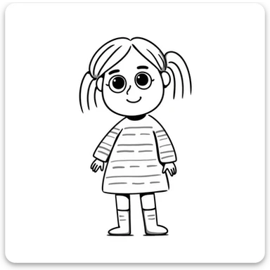 boneca, cute doll, hand drawn doodle style, playful, detailed, with soft colors, supports text but no text included sticker