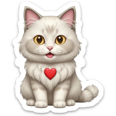 Full body ragdoll Cat with love heart eyes and mouth open sticker
