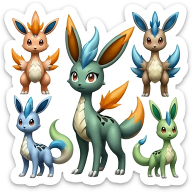 Meloetta-Zygarde-Flareon-Cresselia-Palkia-Dialga-Electrike-Manectric-Fakémon-fusion, full body sticker