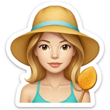 Michelle Monaghan with honey blonde hair on vacation at beach sticker