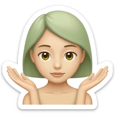 Minimal wellness emoji representing tighter skin and firmness,
subtle lifting effect, smooth contours, calm and natural,
no beauty or cosmetic symbols, soft sage green color palette sticker