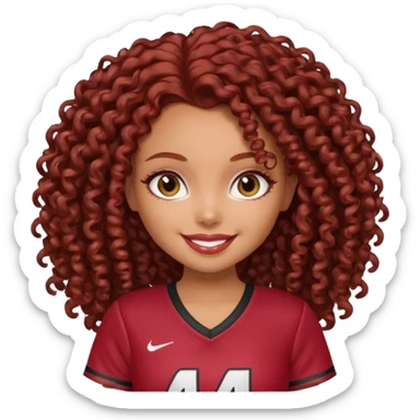 a pretty bratz dusky girl with dark red curly hair and a jersey on sticker
