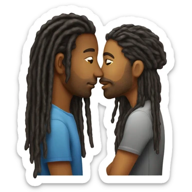Woman emoji kissing man with dreads sticker