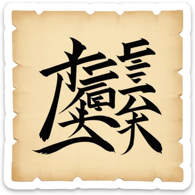 chinese Calligraphy on a papyrus sticker