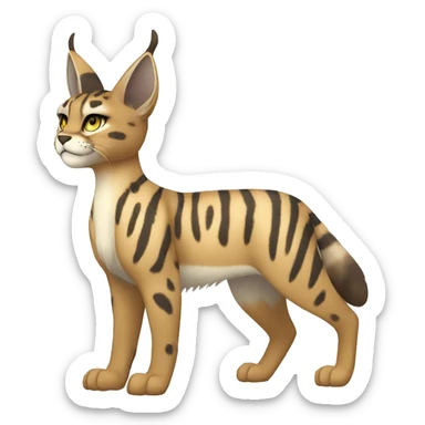 Striped and spotted Lynx-Caracal-Fakemon-hybrid full body sticker