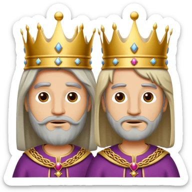 two kings with neutral expressions not too detailed but also not two simpel
they should look alike but with other colored clothing sticker