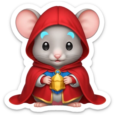 baby grey mouse, in magic red cloak sticker